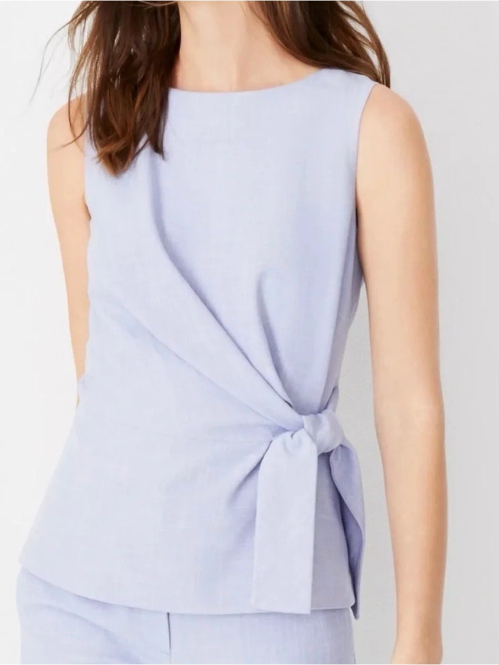 Ann Taylor Light Blue Sleeveless Side-Knot Top